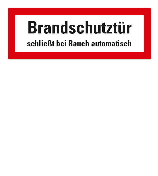 Brandschutzschild Brandschutztür schließt bei Rauch automatisch nach DIN 4066