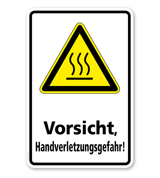 Warnschild Vorsicht, Handverletzungsgefahr