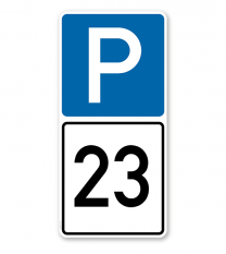 Parkplatzschild mit rechtsweisendem Pfeil – P
