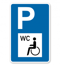 Parkplatzschild - Behinderte Toilette / WC - mit Symbol – P